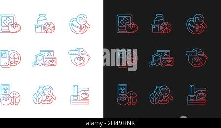 Food analysis gradient icons set for dark and light mode Stock Vector