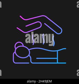 Reiki massage gradient vector icon for dark theme Stock Vector