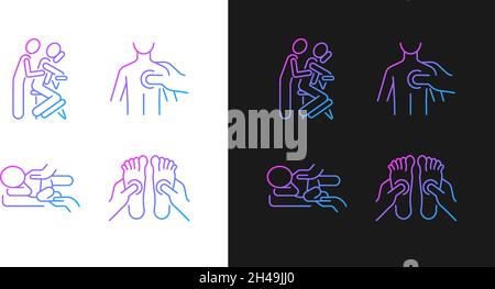 Massage therapy techniques gradient icons set for dark and light mode Stock Vector