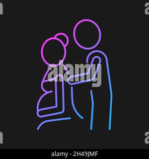Pregnancy massage gradient vector icon for dark theme Stock Vector