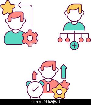 Career advancement RGB color icons set Stock Vector