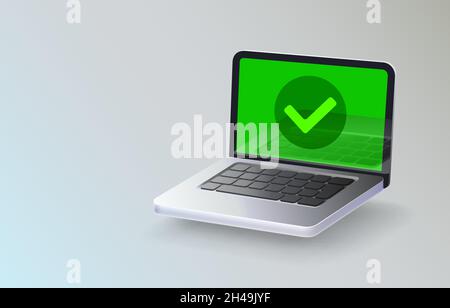 Laptop icon check mark, notebook approve, computer accept. Vector illustration Stock Vector