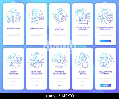 Career development gradient onboarding mobile app page screen set Stock Vector