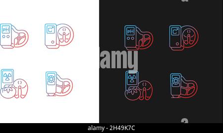 Food testing equipment gradient icons set for dark and light mode Stock Vector