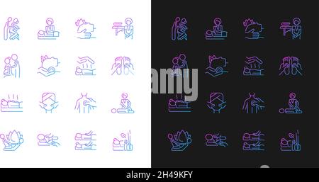 Massage types gradient icons set for dark and light mode Stock Vector