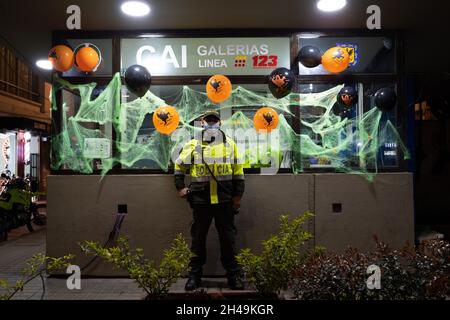 Bogota, Colombia, October 31, 2021. People walk out into town in disguise to celebrate Halloween. Stock Photo