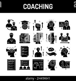 Coaching color line icons set. Signs for web page, mobile app, button, logo. Editable stroke. Stock Vector