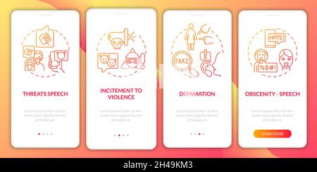 Unprotected expression types onboarding mobile app page screen Stock Vector