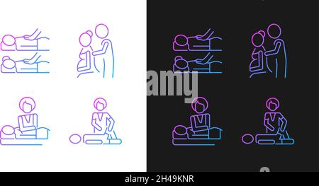 Relaxing spa experience gradient icons set for dark and light mode Stock Vector
