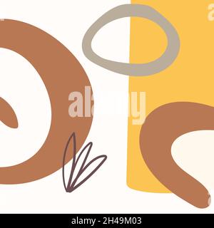 Background image in abstract style with rounded shapes and leaves. Stock Vector