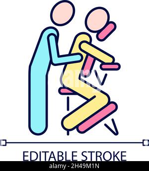 Chair massage RGB color icon Stock Vector