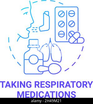 Taking respiratory medications blue gradient concept icon Stock Vector
