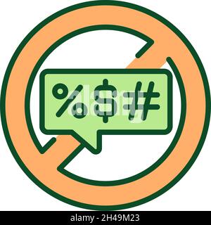 Stop violent language RGB color icon Stock Vector