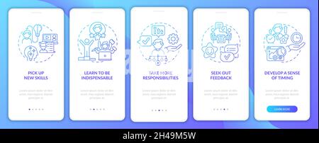 Career advancement process gradient onboarding mobile app page screen Stock Vector