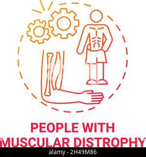 People with muscular distrophy red gradient concept icon Stock Vector