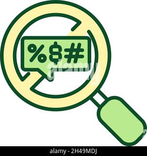 Banning aggressive comments RGB color icon Stock Vector