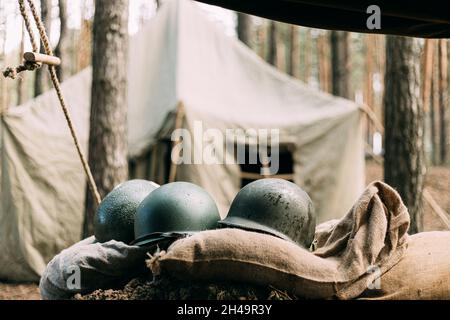 WWII American Metal Helmets Of United States Army Infantry Soldier At ...