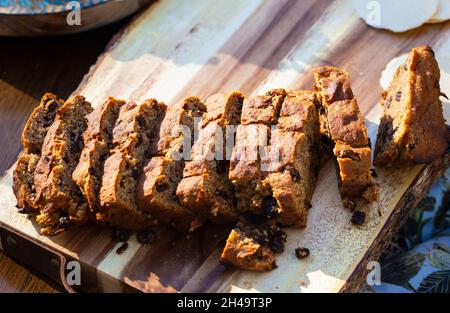 Cake or bread on the board babyshower picnic boho style Stock Photo