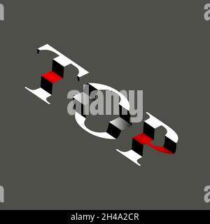 Vector word TOP abc letters font  3D style. Creative text word top in cubes squares stairs red, black and white colours. Puzzle 3d text isometric Stock Vector