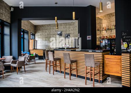 Renovated coffee bar interior in Brussels Old Town, Belgium Stock Photo