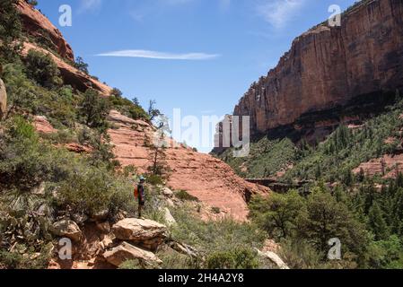 Hiking in Boynton Canyon, Sedona, Arizona, U.S.A Stock Photo