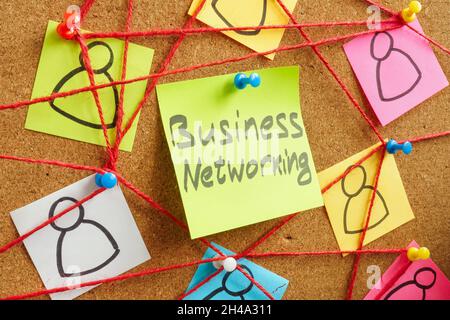 Business networking concept. Stickers connected by a rope. Stock Photo