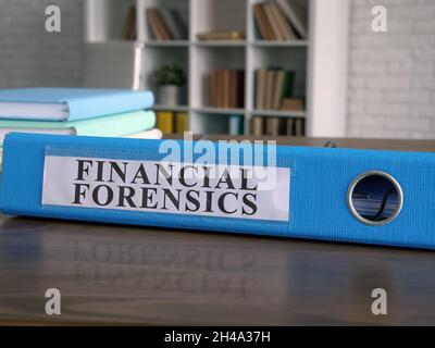 Documents about financial forensics in the folder. Stock Photo