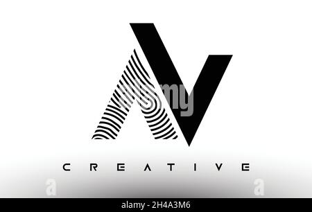 AV Fingerprint Zebra Letter Logo Design. AV Logo with fingerprint Creative Icon Vector Illustration Stock Vector