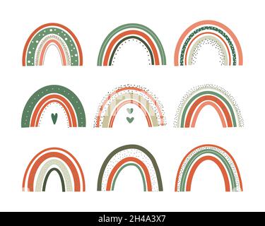 Christmas and New Year multicolored rainbow vector set on white background Stock Vector