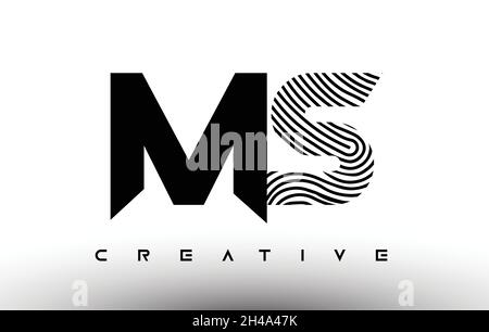 MS Fingerprint Zebra Letter Logo Design. MS Logo with fingerprint Creative Icon Vector Illustration Stock Vector