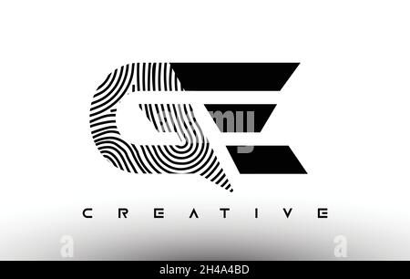GE Fingerprint Zebra Letter Logo Design. GE Logo with fingerprint Creative Icon Vector Illustration Stock Vector