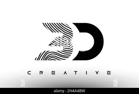 BD Fingerprint Zebra Letter Logo Design. BD Logo with fingerprint Creative Icon Vector Illustration Stock Vector