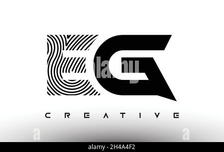 EG Fingerprint Zebra Letter Logo Design. EG Logo with fingerprint Creative Icon Vector Illustration Stock Vector