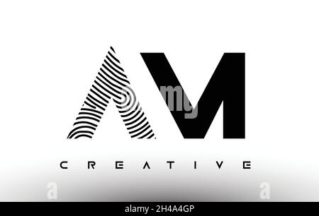 AM Fingerprint Zebra Letter Logo Design. AM Logo with fingerprint Creative Icon Vector Illustration Stock Vector