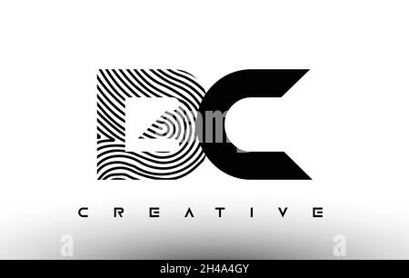 BC Fingerprint Zebra Letter Logo Design. BC Logo with fingerprint Creative Icon Vector Illustration Stock Vector