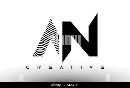 AN Fingerprint Zebra Letter Logo Design. AN Logo with fingerprint Creative Icon Vector Illustration Stock Vector