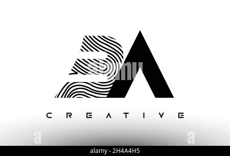 BA Fingerprint Zebra Letter Logo Design. BA Logo with fingerprint Creative Icon Vector Illustration Stock Vector