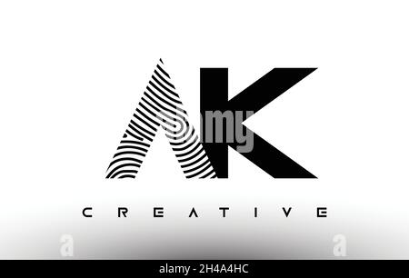 AK Fingerprint Zebra Letter Logo Design. AK Logo with fingerprint Creative Icon Vector Illustration Stock Vector