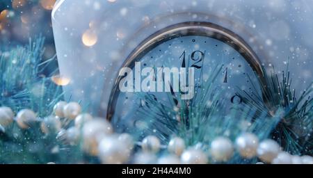 New year clock before midnight. Stock Photo