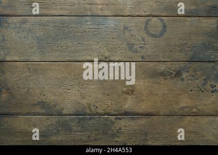 Old brown scratched textured hardwood horizontal background. Floorboard panel Stock Photo