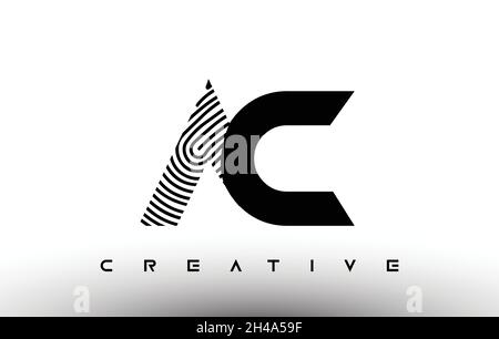AC Fingerprint Zebra Letter Logo Design. AC Logo with fingerprint Creative Icon Vector Illustration Stock Vector