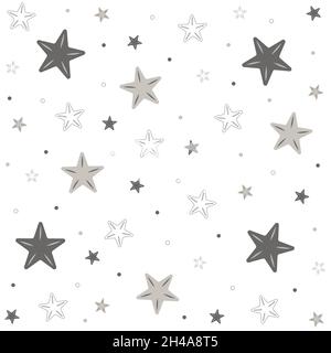 Seamless vector pattern with colored stars of various sizes on white  background. Childish background for postcards, wallpaper, papers, textiles,  bed l Stock Vector Image & Art - Alamy