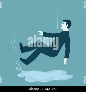 person slipped on a water puddle, Vector cartoon Illustration Stock Vector