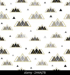 Seamless pattern with mountains in scandinavian style. Decorative background with landscape. Stock Vector