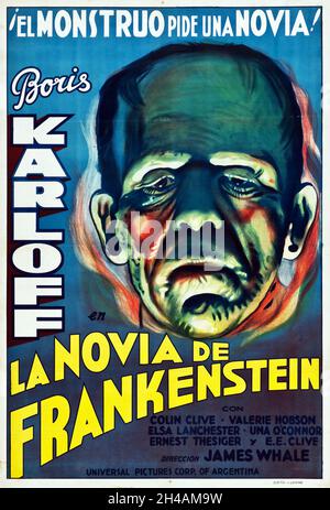 THE BRIDE OF FRANKENSTEIN Poster for 1935 Universal film with Boris ...