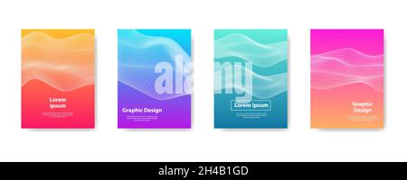 Cover set design. full color wave line design. Future geometric patterns with shadows. Eps10 vector Stock Vector