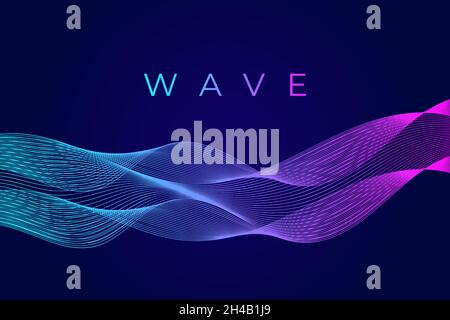 Wave line art with purple background. Vector illustration Stock Vector