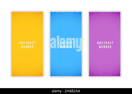 Abstract halftone style empty vertical banners set Stock Vector