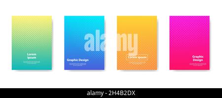 Cover set design. Halftone dots full color design. Future geometric patterns with shadows. Vector eps10 Stock Vector