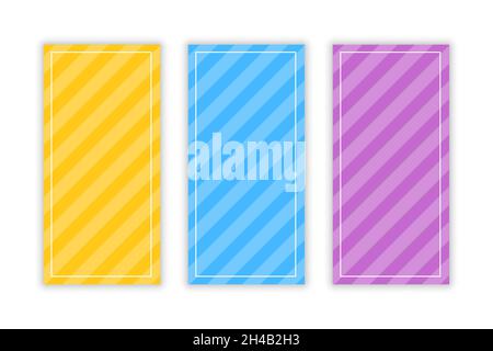 Diagonal bold stripes banners set of three vector Stock Vector